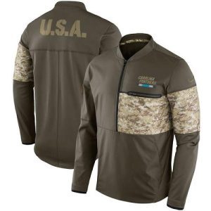 Luxurious Smart Men's Carolina Panthers Olive Salute to Service Sideline Hybrid Half-Zip Pullover Jacket to Stand Out in the Crowd