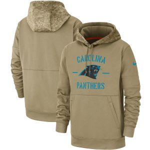 Attractive Premium Men's Carolina Panthers Tan 2019 Salute to Service Sideline Therma Pullover Hoodie for Game Day