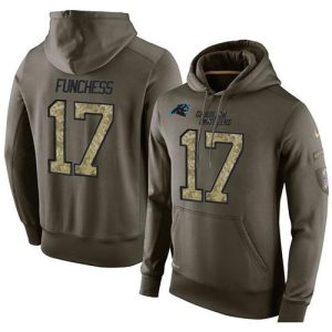 Marvelous Elegant Eye   catching NFL Men's Carolina Panthers #17 Devin Funchess Stitched Green Olive Salute To Service KO Performance Hoodie for an Unforgettable Season