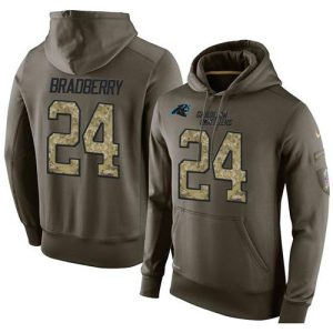 Premium Superb Alluring NFL Men's Carolina Panthers #24 James Bradberry Stitched Green Olive Salute To Service KO Performance Hoodie for True Fans