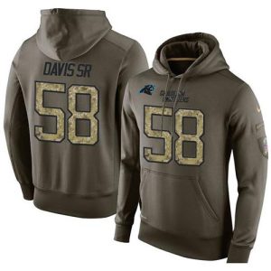 Distinctive Unique NFL Men's Carolina Panthers #58 Thomas Davis Sr Stitched Green Olive Salute To Service KO Performance Hoodie to Show Your Support