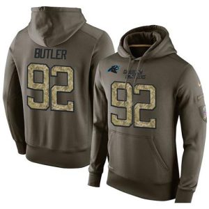 Luxurious Fabulous Stylish Comfortable NFL Men's Carolina Panthers #92 Vernon Butler Stitched Green Olive Salute To Service KO Performance Hoodie to Elevate Your Game Day Look