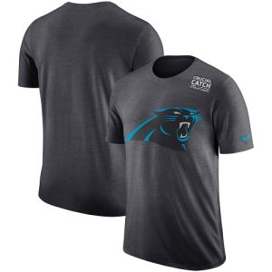 Marvelous Unique Eye   catching NFL Men's Carolina Panthers Anthracite Crucial Catch Tri-Blend Performance T-Shirt to Elevate Your Game Day Look