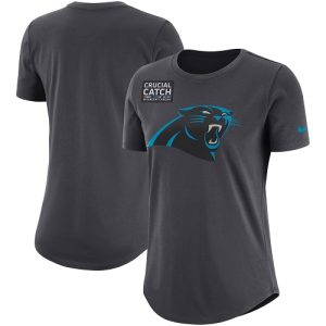 Superb High Quality Impressive NFL Women's Carolina Panthers Anthracite Crucial Catch Tri-Blend Performance T-Shirt for an Unforgettable Season