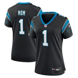 Dashing Premium Number 1 Mom Carolina Panthers Nike Women's Game Jersey - Black for Game Day