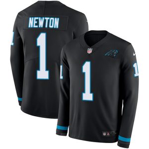 Comfortable Sturdy Panthers #1 Cam Newton Black Team Color Men's Stitched NFL Limited Therma Long Sleeve Jersey to Elevate Your Game Day Look