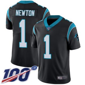 Handsome Premium Smart Fashionable Panthers #1 Cam Newton Black Team Color Youth Stitched NFL 100th Season Vapor Limited Jersey for the Ultimate Fan Experience