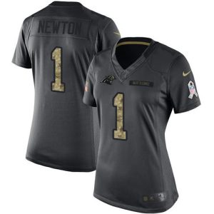 Fashionable Dashing Panthers #1 Cam Newton Black Women's Stitched NFL Limited 2016 Salute to Service Jersey to Stand Out in the Crowd