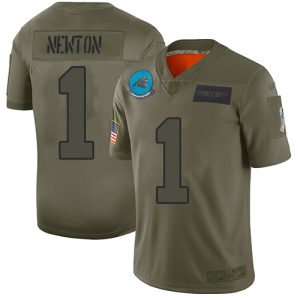 Classic Premium Panthers #1 Cam Newton Camo Youth Stitched NFL Limited 2019 Salute to Service Jersey for Game Day
