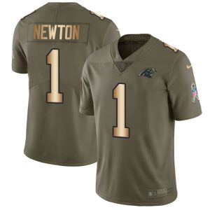 Graceful Premium Panthers #1 Cam Newton Olive/Gold Youth Stitched NFL Limited 2017 Salute to Service Jersey for a Stylish Sporting Appearance