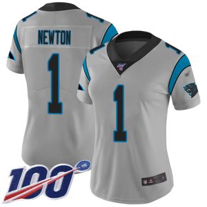 Dashing Distinctive Panthers #1 Cam Newton Silver Women's Stitched NFL Limited Inverted Legend 100th Season Jersey for the Ultimate Fan Experience