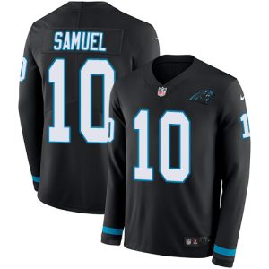 Distinctive Stunning Modern Panthers #10 Curtis Samuel Black Team Color Men's Stitched NFL Limited Therma Long Sleeve Jersey for Game Day
