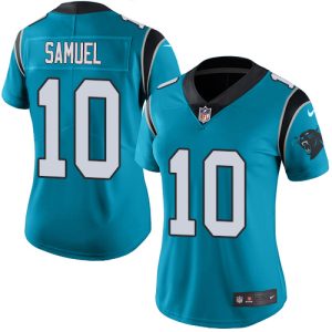 Gorgeous Sturdy Stylish Panthers #10 Curtis Samuel Blue Women's Stitched NFL Limited Rush Jersey to Elevate Your Game Day Look