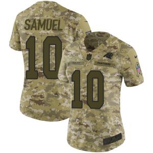 Handsome Attractive Authentic Panthers #10 Curtis Samuel Camo Women's Stitched NFL Limited 2018 Salute to Service Jersey for a Memorable Fan Moment