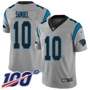 Exclusive Comfortable Luxurious Unique Panthers #10 Curtis Samuel Silver Men's Stitched NFL Limited Inverted Legend 100th Season Jersey to Stand Out in the Crowd