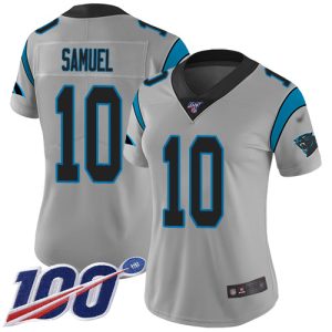 High Quality Dashing Panthers #10 Curtis Samuel Silver Women's Stitched NFL Limited Inverted Legend 100th Season Jersey for a Stylish Sporting Appearance