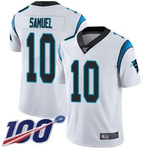 Graceful Modern Elegant Panthers #10 Curtis Samuel White Men's Stitched NFL 100th Season Vapor Limited Jersey for True Fans