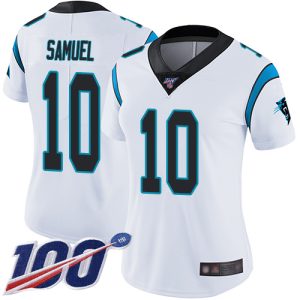 Trendy Comfortable Panthers #10 Curtis Samuel White Women's Stitched NFL 100th Season Vapor Limited Jersey for a Stylish Sporting Appearance