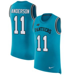 Stylish Superb Panthers #11 Robby Anderson Blue Alternate Men's Stitched NFL Limited Rush Tank Top Jersey to Elevate Your Game Day Look