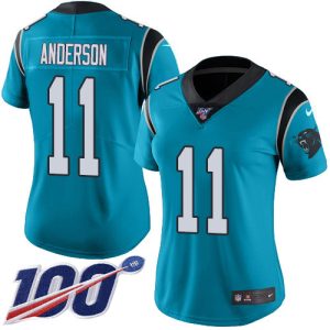 Graceful Luxurious Marvelous Exquisite Panthers #11 Robby Anderson Blue Women's Stitched NFL Limited Rush 100th Season Jersey to Show Your Support