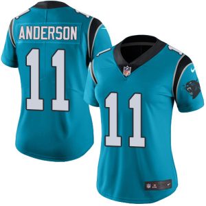 Fabulous Classic Alluring Panthers #11 Robby Anderson Blue Women's Stitched NFL Limited Rush Jersey to Show Your Support