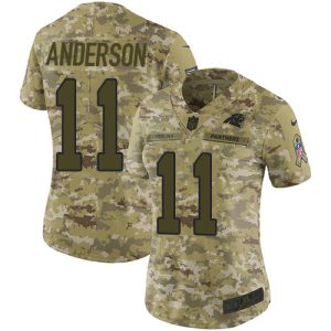 Authentic Gorgeous Panthers #11 Robby Anderson Camo Women's Stitched NFL Limited 2018 Salute To Service Jersey for the Ultimate Fan Experience