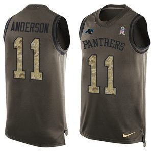 Stunning Luxurious Fantastic Stylish Panthers #11 Robby Anderson Green Men's Stitched NFL Limited Salute To Service Tank Top Jersey to Boost Team Spirit