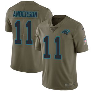 Premium Exquisite Panthers #11 Robby Anderson Olive Men's Stitched NFL Limited 2017 Salute To Service Jersey for a Memorable Fan Moment