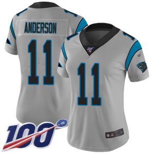 Superb Authentic Attractive Panthers #11 Robby Anderson Silver Women's Stitched NFL Limited Inverted Legend 100th Season Jersey to Show Your Support