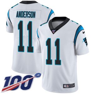 Fabulous Classic Sturdy Gorgeous Panthers #11 Robby Anderson White Men's Stitched NFL 100th Season Vapor Untouchable Limited Jersey to Show Your Support