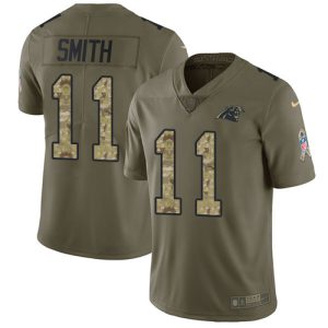 Vibrant Sturdy Chic Panthers #11 Torrey Smith Olive/Camo Youth Stitched NFL Limited 2017 Salute to Service Jersey to Show Your Support