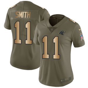 Alluring Distinctive Cool Superb Panthers #11 Torrey Smith Olive/Gold Women's Stitched NFL Limited 2017 Salute to Service Jersey for a Memorable Fan Moment