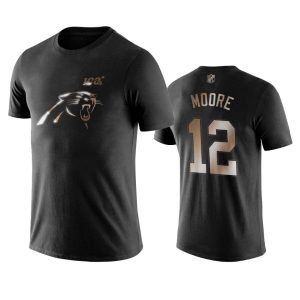 Fashionable Classic Fantastic Comfortable Panthers #12 D.J. Moore Black NFL Black Golden 100th Season T-Shirts for Game Day