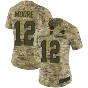 Sturdy Fantastic Authentic Superb Panthers #12 DJ Moore Camo Women's Stitched NFL Limited 2018 Salute to Service Jersey to Elevate Your Game Day Look