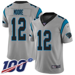 Alluring Authentic Premium Panthers #12 DJ Moore Silver Men's Stitched NFL Limited Inverted Legend 100th Season Jersey to Elevate Your Game Day Look