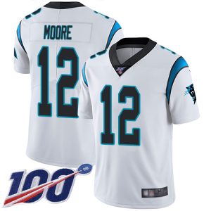 Sleek Distinctive Modern Panthers #12 DJ Moore White Men's Stitched NFL 100th Season Vapor Limited Jersey for a Memorable Fan Moment