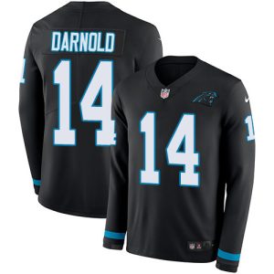 Fabulous Unique Modern Panthers #14 Sam Darnold Black Team Color Youth Stitched NFL Limited Therma Long Sleeve Jersey for an Unforgettable Season