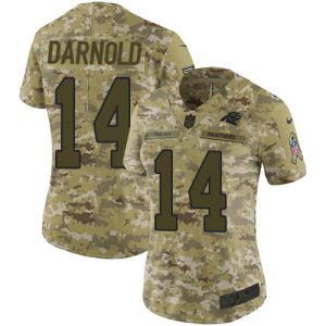 Gorgeous Authentic Panthers #14 Sam Darnold Camo Women's Stitched NFL Limited 2018 Salute To Service Jersey for a Memorable Fan Moment