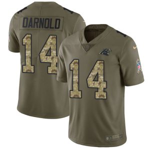 Premium High Quality Impressive Unique Panthers #14 Sam Darnold Olive/Camo Men's Stitched NFL Limited 2017 Salute To Service Jersey to Elevate Your Game Day Look