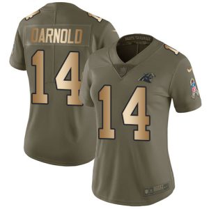 Dashing Comfortable Panthers #14 Sam Darnold Olive/Gold Women's Stitched NFL Limited 2017 Salute To Service Jersey for Game Day