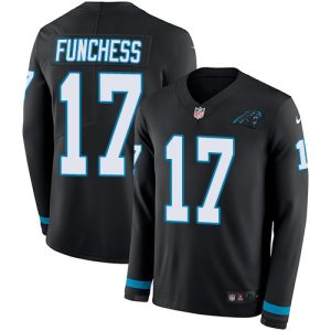 Handsome Authentic Panthers #17 Devin Funchess Black Team Color Men's Stitched NFL Limited Therma Long Sleeve Jersey for True Fans