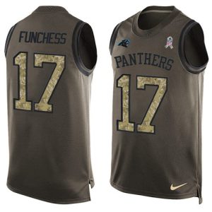 Attractive Luxurious Panthers #17 Devin Funchess Green Men's Stitched NFL Limited Salute To Service Tank Top Jersey to Boost Team Spirit