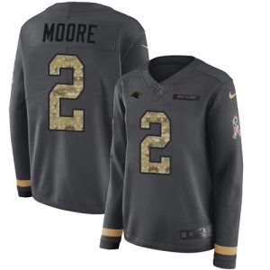 Sleek Fantastic Gorgeous Dashing Panthers #2 DJ Moore Anthracite Salute to Service Women's Stitched NFL Limited Therma Long Sleeve Jersey for an Unforgettable Season