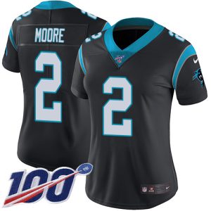 Fashionable Marvelous Cool Handsome Panthers #2 DJ Moore Black Team Color Women's Stitched NFL 100th Season Vapor Untouchable Limited Jersey for Game Day