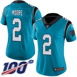 Distinctive Impressive Panthers #2 DJ Moore Blue Alternate Women's Stitched NFL 100th Season Vapor Untouchable Limited Jersey for a Stylish Sporting Appearance
