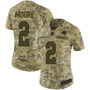 Marvelous Unique Cool Panthers #2 DJ Moore Camo Women's Stitched NFL Limited 2018 Salute To Service Jersey to Show Your Support