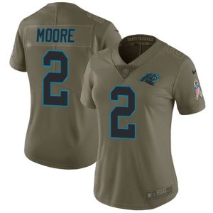 Trendy Handsome Panthers #2 DJ Moore Olive Women's Stitched NFL Limited 2017 Salute To Service Jersey to Boost Team Spirit
