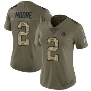 Handsome Distinctive Elegant Attractive Panthers #2 DJ Moore Olive/Camo Women's Stitched NFL Limited 2017 Salute To Service Jersey for a Memorable Fan Moment