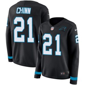 Fabulous Stunning Panthers #21 Jeremy Chinn Black Team Color Women's Stitched NFL Limited Therma Long Sleeve Jersey to Boost Team Spirit