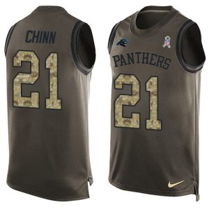 Outstanding Trendy Panthers #21 Jeremy Chinn Green Men's Stitched NFL Limited Salute To Service Tank Top Jersey for a Memorable Fan Moment